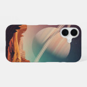 Klassieke planeet achter de kliffen iPhone 16 hoesje (Achterkant horizontaal)