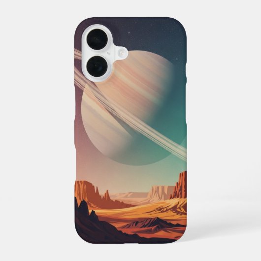 Klassieke planeet achter de kliffen iPhone 16 hoesje (Achterkant)