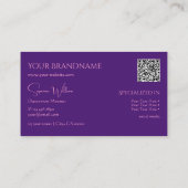 Klassieke platte koninklijke Paars met monogram QR Visitekaartje (Achterkant)