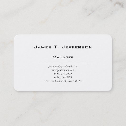 Klassieke platte minimalisator visitekaartje (Voorkant)