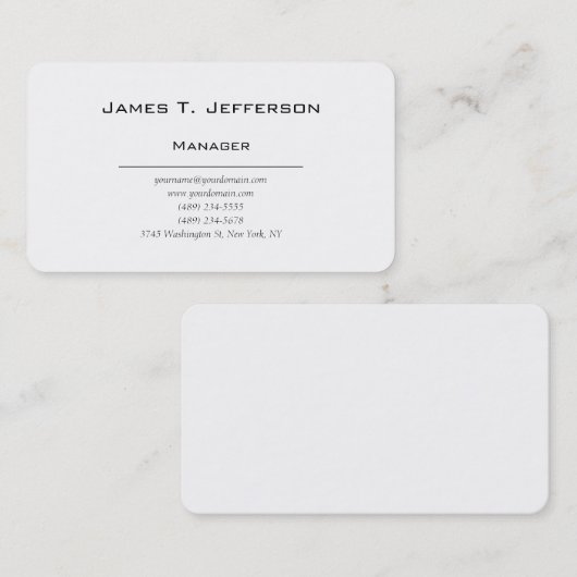 Klassieke platte minimalisator visitekaartje (Voorkant / Achterkant)