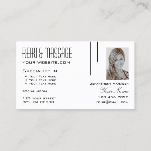 Klassieke platte witte kleur met Logo & Foto Profe Visitekaartje (Achterkant)