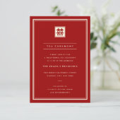 Klassieke Plein Dubbel Geluk Theeceremonie Kaart (Staand voorkant)