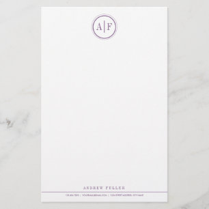 Klassieke plum Monogrammed Stationery Briefpapier