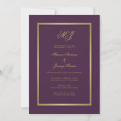 Klassieke Plum Paarse Goud Monogram Engagement Par Kaart (Voorkant)
