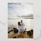 Klassieke Poeder Blauw Monogram Elegante Huwelijk Folie Uitnodiging (Achterkant)