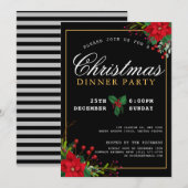 Klassieke Poinsettia Bloemen Kerstmis Diner Party Kaart (Voorkant / Achterkant)