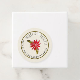 Klassieke Poinsettia Eenvoudig Cute Moderne Kerstm Bedankjes Labels