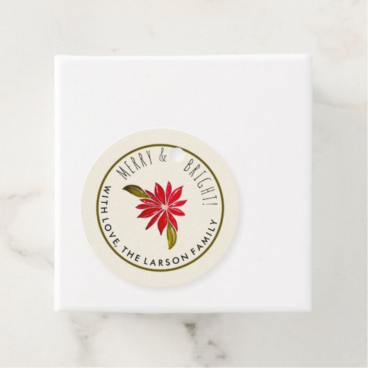 Klassieke Poinsettia Eenvoudig Cute Moderne Kerstm Bedankjes Labels (In situ)