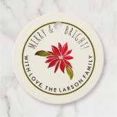 Klassieke Poinsettia Eenvoudig Cute Moderne Kerstm Bedankjes Labels (Voorkant)