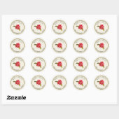 Klassieke Poinsettia Eenvoudig Cute Moderne Kerstm Ronde Sticker (Vel)