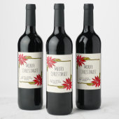 Klassieke Poinsettia Eenvoudig Moderne Kerst van C Wijn Etiket (Flessen)