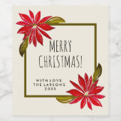 Klassieke Poinsettia Eenvoudig Moderne Kerst van C Wijn Etiket (Enkel label)