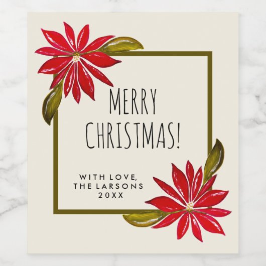 Klassieke Poinsettia Eenvoudig Moderne Kerst van C Wijn Etiket (Enkel label)