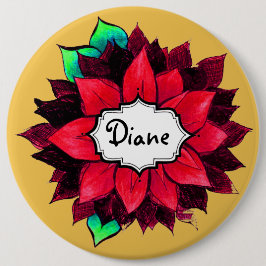 KLASSIEKE POINSETTIA IN ROOD RONDE BUTTON 6,0 CM