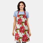 Klassieke Poinsettia Initialen met kerstrode rode Schort (Gedragen)