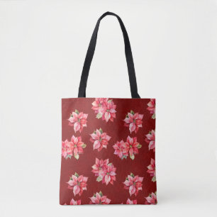 Klassieke Poinsettia Kerstbloemen Rood Tote Bag