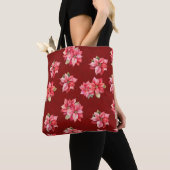 Klassieke Poinsettia Kerstbloemen Rood Tote Bag (Dichtbij)