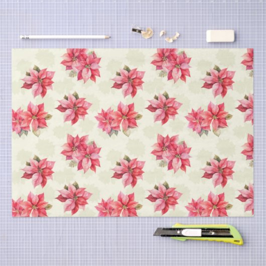 Klassieke Poinsettia Kerstbloemen Tissuepapier (Craft)