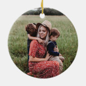 Klassieke Poinsettia Kerstkrans met bessen Keramisch Ornament (Achterkant)