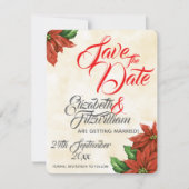 Klassieke Poinsettia Trouw Save The Date Kaart (Voorkant)