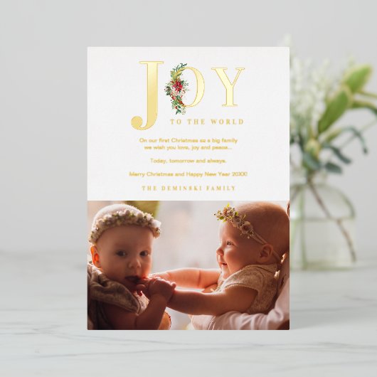 Klassieke poinsettias Garland maakt deel uit van d Folie Uitnodiging (Staand Voorkant)