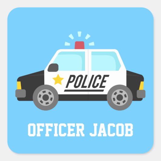 Klassieke politieauto met Sirenenaam Vierkante Sticker (Voorkant)