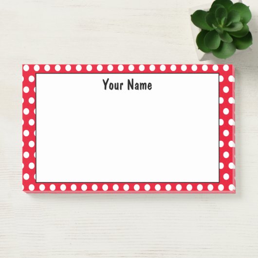 Klassieke Polka Dot Rode en Witte Aangepaste Naam Post-it® Notes (Kantoor)
