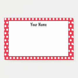 Klassieke Polka Dot Rode en Witte Aangepaste Naam Post-it® Notes