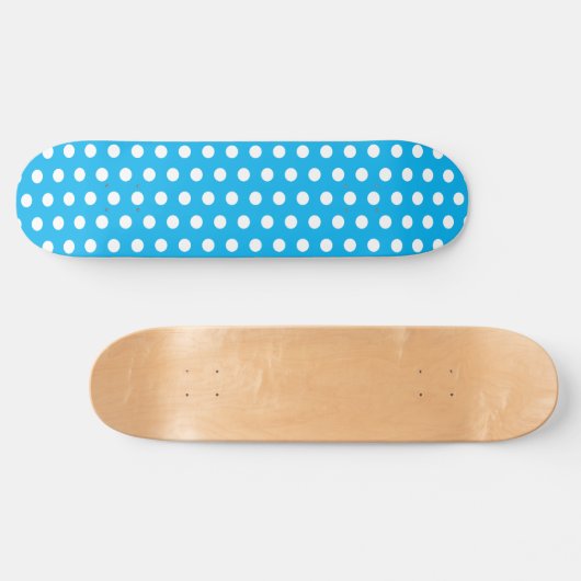 Klassieke Polka Dots Hemelblauw en Wit Persoonlijk Skateboard (Horizontaal)