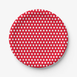 Klassieke Polka Dots Rood en Wit Papieren Bordje