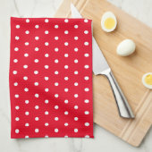 Klassieke  Polka Dots Rood en Wit Theedoek (Quarter Fold)