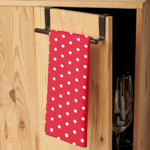 Klassieke  Polka Dots Rood en Wit Theedoek