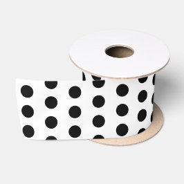 Klassieke Polka Dots Wit en Zwart Satijnen Lint