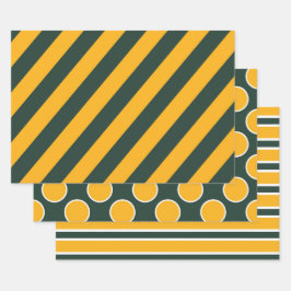 Klassieke polka stip en streep teamkleuren ontwerp inpakpapier vel
