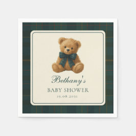 Klassieke Polo Tartan Teddydbeer Baby Shower Servet