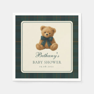 Klassieke Polo Tartan Teddydbeer Baby Shower Servet