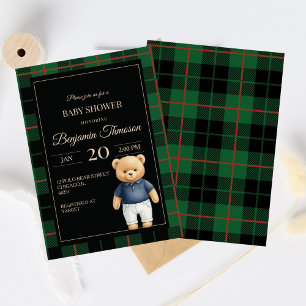 Klassieke Polo Teddbeer Preppy Geruite Baby Borrel Kaart