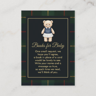 Klassieke Polo Teddbeer Preppy Geruite Baby Shower Informatiekaartje