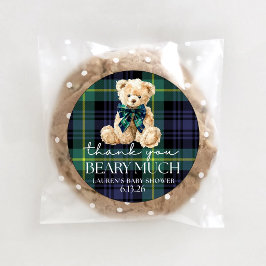 Klassieke Polo Teddybeer Geruite Babyfeestje Ronde Sticker