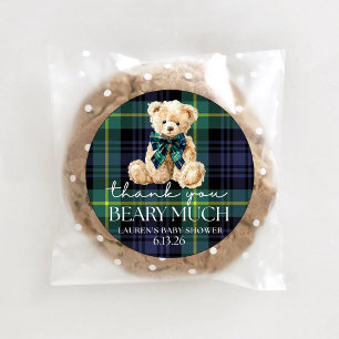 Klassieke Polo Teddybeer Geruite Babyfeestje Ronde Sticker
