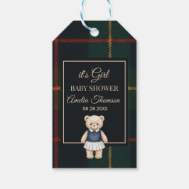 Klassieke Polo Teddybeer Preppy Geruite Baby Showe Cadeaulabel