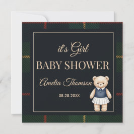 Klassieke Polo Teddybeer Preppy Geruite Baby Showe Kaart