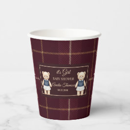 Klassieke Polo Teddybeer Preppy Geruite Baby Showe Papieren Bekers