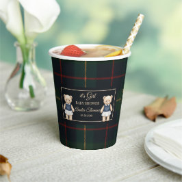 Klassieke Polo Teddybeer Preppy Geruite Baby Showe Papieren Bekers
