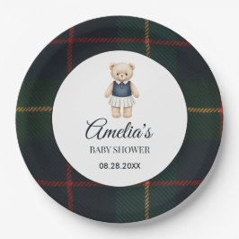 Klassieke Polo Teddybeer Preppy Geruite Baby Showe Papieren Bordje