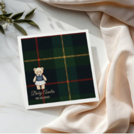 Klassieke Polo Teddybeer Preppy Geruite Baby Showe Servet