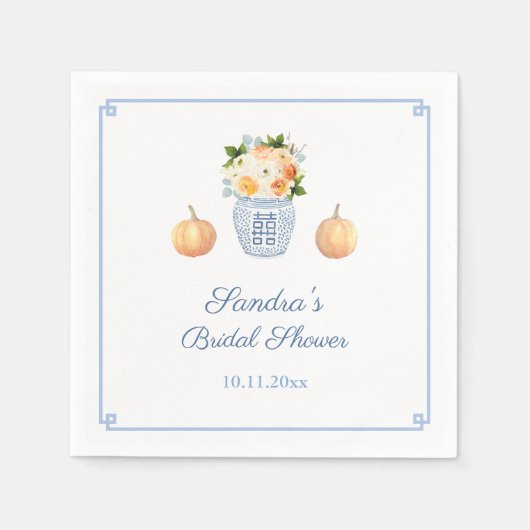 Klassieke Pompoen Herfst Bloemen Bruidsfeest Servet (Voorkant)