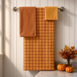 Klassieke Pompoen Herfst Gingham Plaid Rut Bad Handdoek