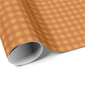 Klassieke Pompoen Herfst Gingham Plaid Rut Cadeaupapier (Rol Hoek)